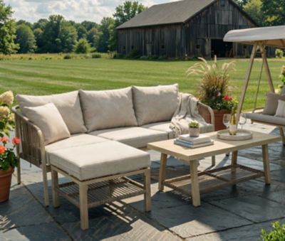 Image showing  Hanford Square Wicker Patio Ottoman, Gray