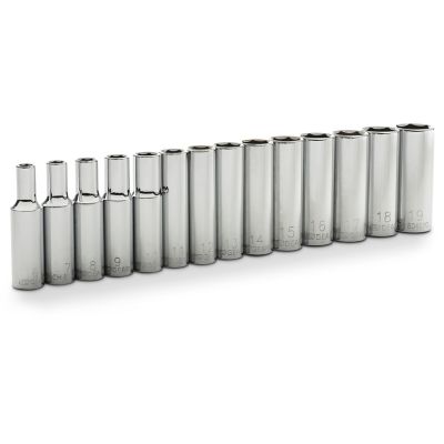 Image showing  14 pc. 3/8 in. Drive 6 Point Deep Metric Socket Set