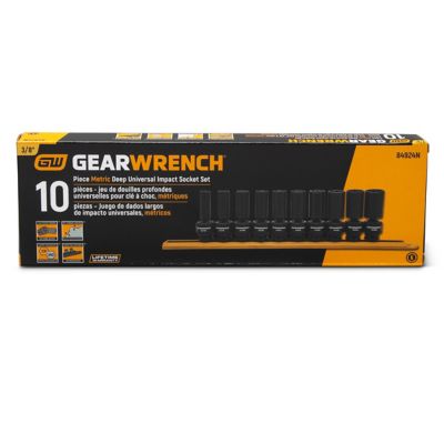 Image showing  10 pc. 3/8 in. Drive 6 Point Deep Universal Impact Metric Socket Set