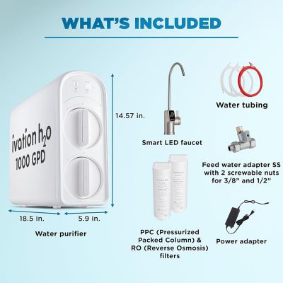Image showing  H2O 800 GPD Tankless RO Water Purifier, 8-Stage Filter, NSF Certified, Smart LED Faucet