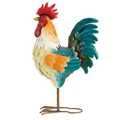 Red Shed Outdoor Colorful Metal Rooster Statue, 24 in.