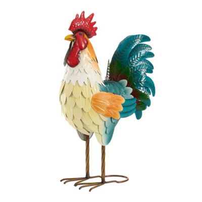 Image showing  Outdoor Colorful Metal Rooster Statue, 24 in.