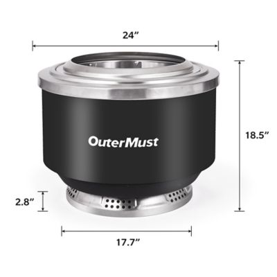 Image showing  24 Inch Smokeless Fire Pit with Stand Wood and Pellets Outdoor Fireplace with Ash Pan for 5-7 Persons