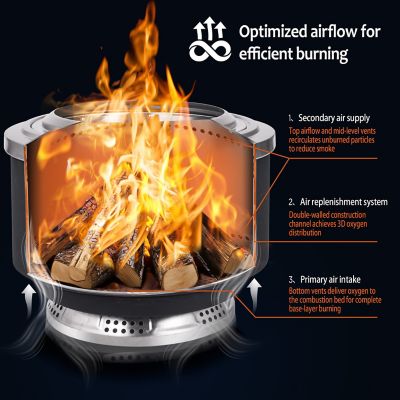 Image showing  24 Inch Smokeless Fire Pit with Stand Wood and Pellets Outdoor Fireplace with Ash Pan for 5-7 Persons