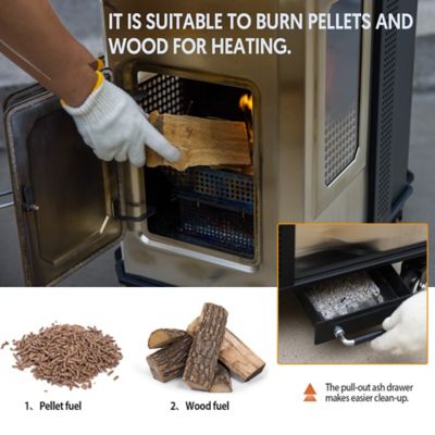 Image showing  110,000 BTU Pellet Patio Heater for Outdoor Use With Tempered Glass Window Ideal for Backyard