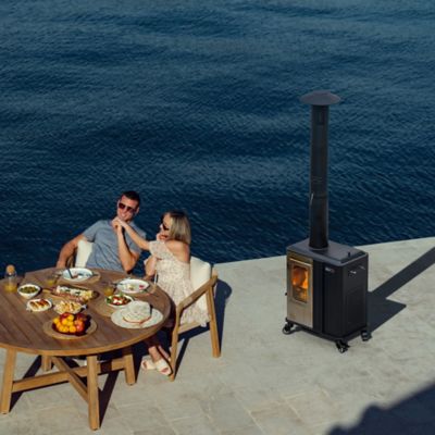 Image showing 8 th OuterMust 110,000 BTU Pellet Patio Heater for Outdoor Use With Tempered Glass Window Ideal for Backyard