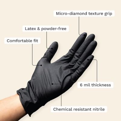 Image showing  Nitrile Gloves 6 mil Heavy-Duty Micro Diamond Texture 100 ct., 1 pk.