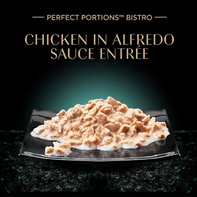 Image showing  PERFECT PORTIONS Bistro Adult Wet Cat Food, Chicken in Alfredo Sauce Entree, (24) 2.6 oz. Twin-Pack Trays
