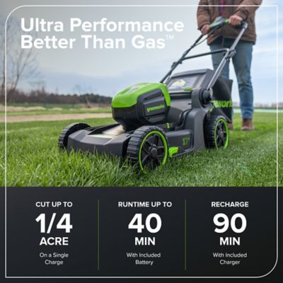 Image showing  60V 17 in. Cordless Battery Push Lawn Mower with 4.0Ah Battery & Charger