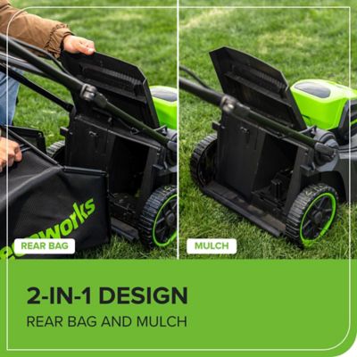 Image showing 6 th Greenworks 60V 17 in. Cordless Battery Push Lawn Mower with 4.0Ah Battery & Charger