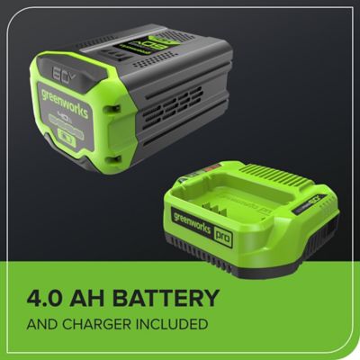Image showing 9 th Greenworks 60V 17 in. Cordless Battery Push Lawn Mower with 4.0Ah Battery & Charger