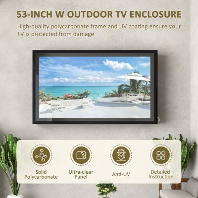 Image showing  60 in. W Wooden Outdoor TV Cover For Maximum 65 in. TV with Wall Mounting Bracket