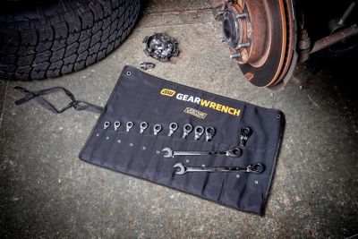 Image showing  12 pc. 90T 12 Point Metric Reversible Ratcheting Wrench Set with Wrench Roll