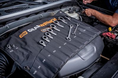 Image showing  14 pc. 90T 12 Point SAE Reversible Ratcheting Wrench Set with Wrench Roll