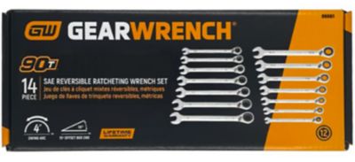 Image showing  14 pc. 90T 12 Point SAE Reversible Ratcheting Wrench Set with Wrench Roll