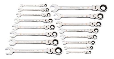 Image showing  16 pc. 90T 12 Point Flex Head Ratcheting Combination Metric Wrench Set