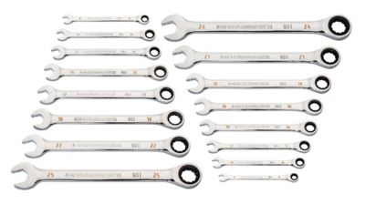Image showing  16 pc. 90T 12 Point Metric Combination Ratcheting Wrench Set