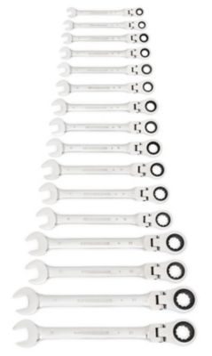GEARWRENCH 16 pc. 72T 12 Point Flex Head Ratcheting Combination Metric Wrench Set