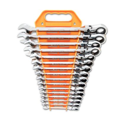 Image showing 6 th GEARWRENCH 16 pc. 72T 12 Point Flex Head Ratcheting Combination Metric Wrench Set