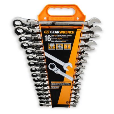 Image showing 7 th GEARWRENCH 16 pc. 72T 12 Point Flex Head Ratcheting Combination Metric Wrench Set