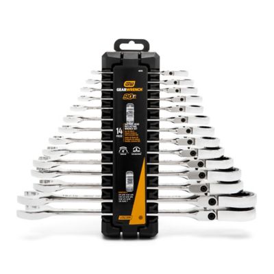 Image showing  14 pc. 90T 12 Poing Flex Head Ratcheting Combinaiton SAE Wrench Set