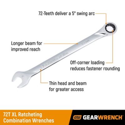 Image showing  16 pc. 72T 12 Point XL Ratcheting Combination Metric Wrench Set