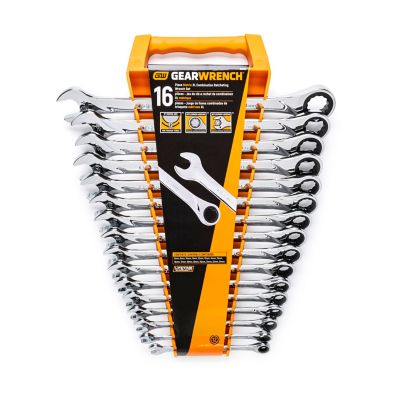Image showing 5 th GEARWRENCH 16 pc. 72T 12 Point XL Ratcheting Combination Metric Wrench Set