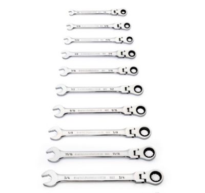 GEARWRENCH 10 pc. 90T 12 Point Flex Head Ratcheting Combination SAE Wrench Set