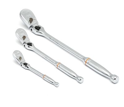 Image showing  3 pc. 1/4 in., 3/8 in. and 1/2 in. Drive 90T Locking Flex Head Teardrop Ratchet Set