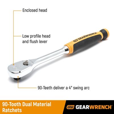 Image showing  3 pc. 1/4 in., 3/8 in. and 1/2 in. Drive 90T Dual Material Teardrop Ratchet Set