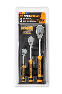 Image showing  3 pc. 1/4 in., 3/8 in. and 1/2 in. Drive 90T Dual Material Teardrop Ratchet Set