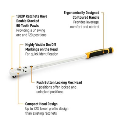 Image showing  2 pc. 1/4 in. and 3/8 in. Drive 120XP Dual Material Handle Locking Flex Head Ratchet Set