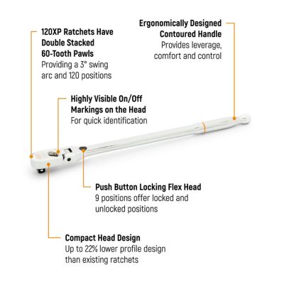 Image showing  2 pc. 1/4 in. and 3/8 in. Drive 120XP Locking Flex Head Ratchet Set