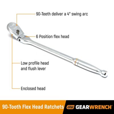 Image showing  2 pc. 1/4 in. and 3/8 in. Drive 90T Dual Material Locking Flex Head Teardrop Ratchet Set