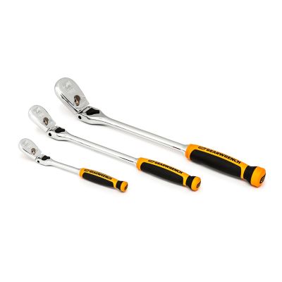 Image showing  3 pc. 1/4 in., 3/8 in. and 1/2 in. Drive 90T Dual Material Locking Flex Head Ratchet Set