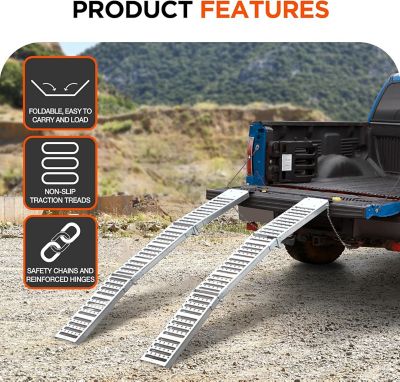 Image showing 6 th Rockland 72 x 9in. Tri-Fold Steel Truck Ramps, 1000 lb. Capacity