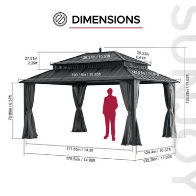 Image showing  16 ft. x 12 ft. Kingston Hardtop Rectangular Gazebo