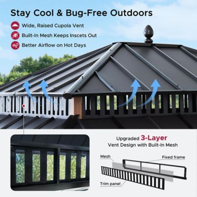 Image showing 5 th Sunjoy 14 ft. x 12 ft. Kingston Hardtop Rectangular Gazebo