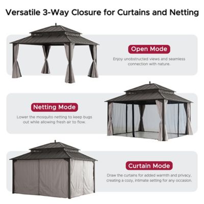 Image showing 5 th Sunjoy 14 ft. x 12 ft. Kingston Hardtop Rectangular Gazebo