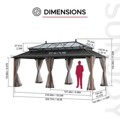 Image showing  20 ft. x 12 ft. Kingston PC Top Rectangular Gazebo