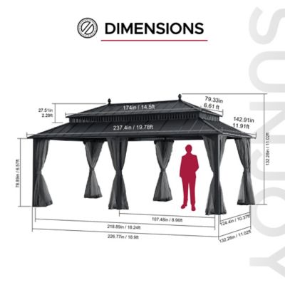 Image showing  20 ft. x 12 ft Kingston Hardtop Rectangular Gazebo