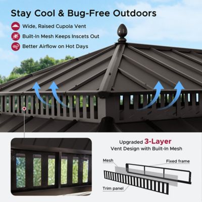 Image showing  20 ft. x 12 ft Kingston Hardtop Rectangular Gazebo