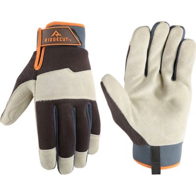Ridgecut Men's Water-Resistant Suede Leather Hybrid Work Gloves