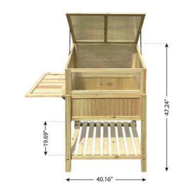 Image showing  Wooden Raised Greenhouse with Potting Table