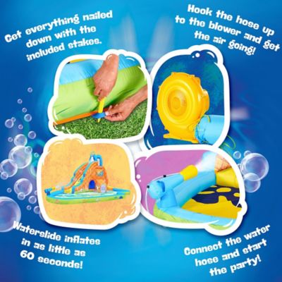 Image showing  SpongeBob Deluxe Inflatable Water Slide with Climbing Wall, Splash Down Pool & More