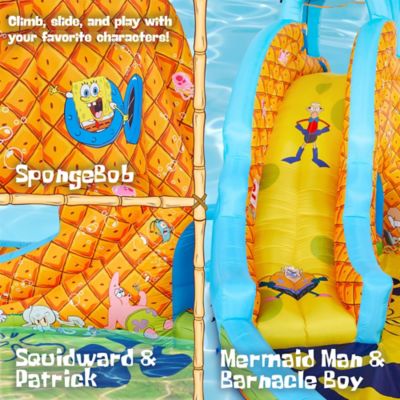 Image showing  SpongeBob Deluxe Inflatable Water Slide with Climbing Wall, Splash Down Pool & More