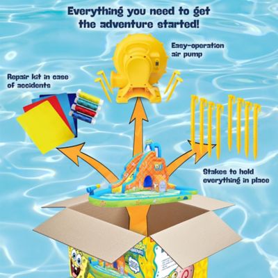 Image showing  SpongeBob Deluxe Inflatable Water Slide with Climbing Wall, Splash Down Pool & More