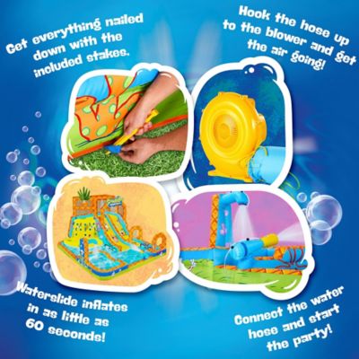 Image showing  SpongeBob Mega Climb N' Go Inflatable Water Slide with Climbing Wall, 2 Slides & More!