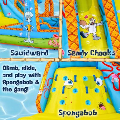 Image showing  SpongeBob Mega Climb N' Go Inflatable Water Slide with Climbing Wall, 2 Slides & More!