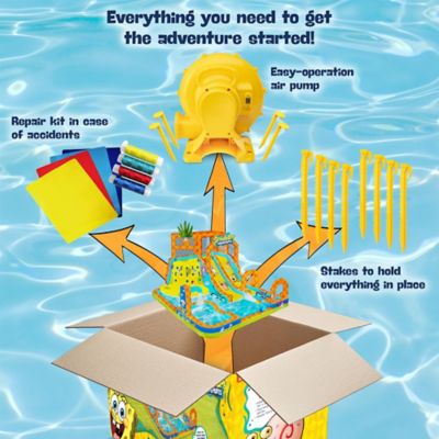 Image showing  SpongeBob Mega Climb N' Go Inflatable Water Slide with Climbing Wall, 2 Slides & More!